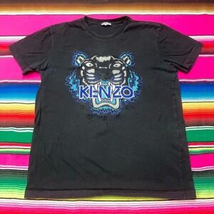KENZO Paris T-Shirt Men's XS Black Tiger Embroidered‎ Logo Made in Italy